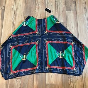 Nautical Anchor Scarf with Green and Blue Accents